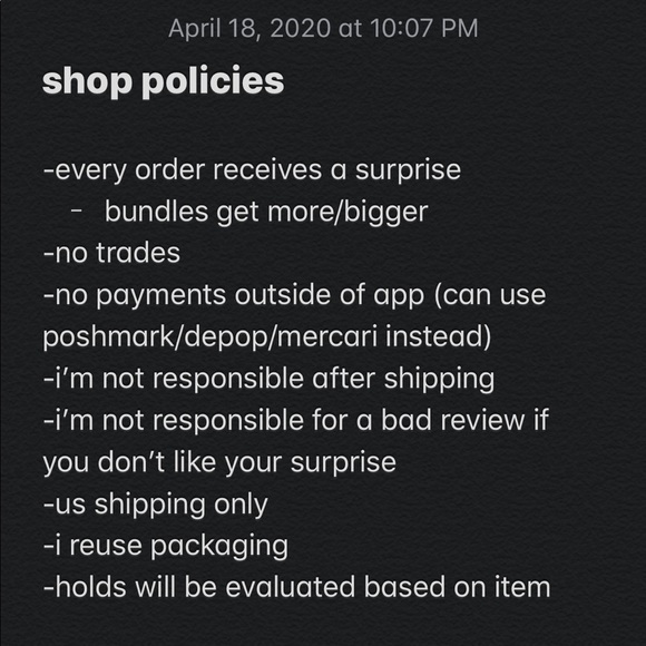SHOP POLICIES - Picture 2 of 3